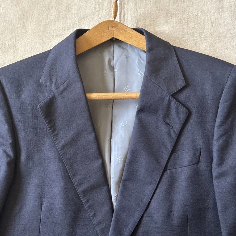 Christian Dior Men's Navy Blue Blazer Suit Jacket Vintage